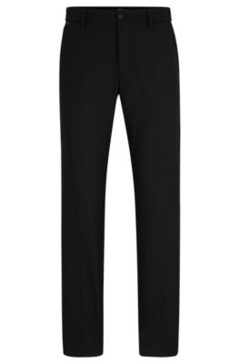 Hugo Boss Slim-fit Trousers In Micro-pattern Performance-stretch Fabric In Black