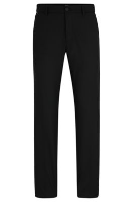Hugo Boss Slim-fit Trousers In Micro-pattern Performance-stretch Fabric In Black