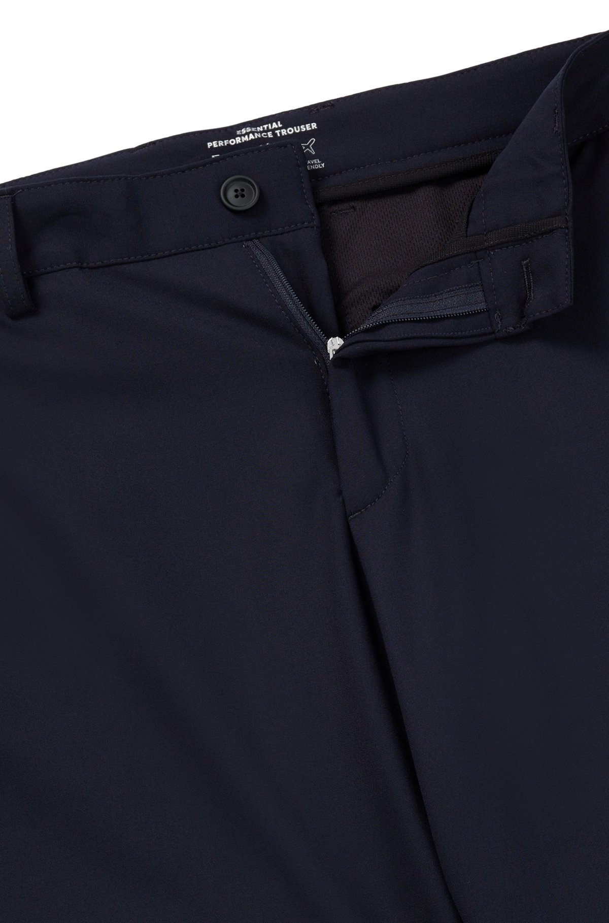 Pantalon Slim Fit en tissu stretch performant à micro motif, Bleu foncé