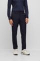 Slim-fit trousers in micro-pattern performance-stretch fabric, Dark Blue