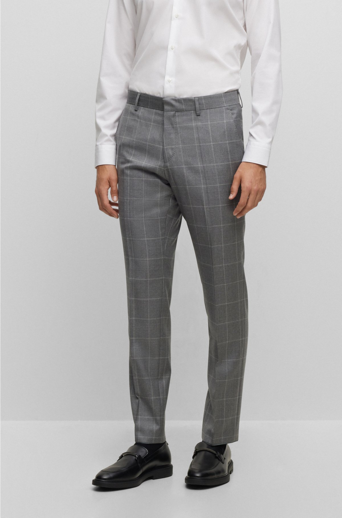 Men's Plaid Dress Pants Casual Slim Fit Checkered Business Trousers White  30 