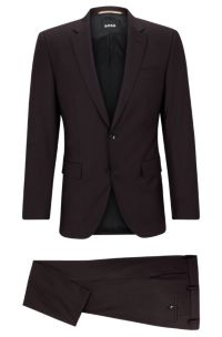 BOSS Slim fit suit in a micro pattern wool blend