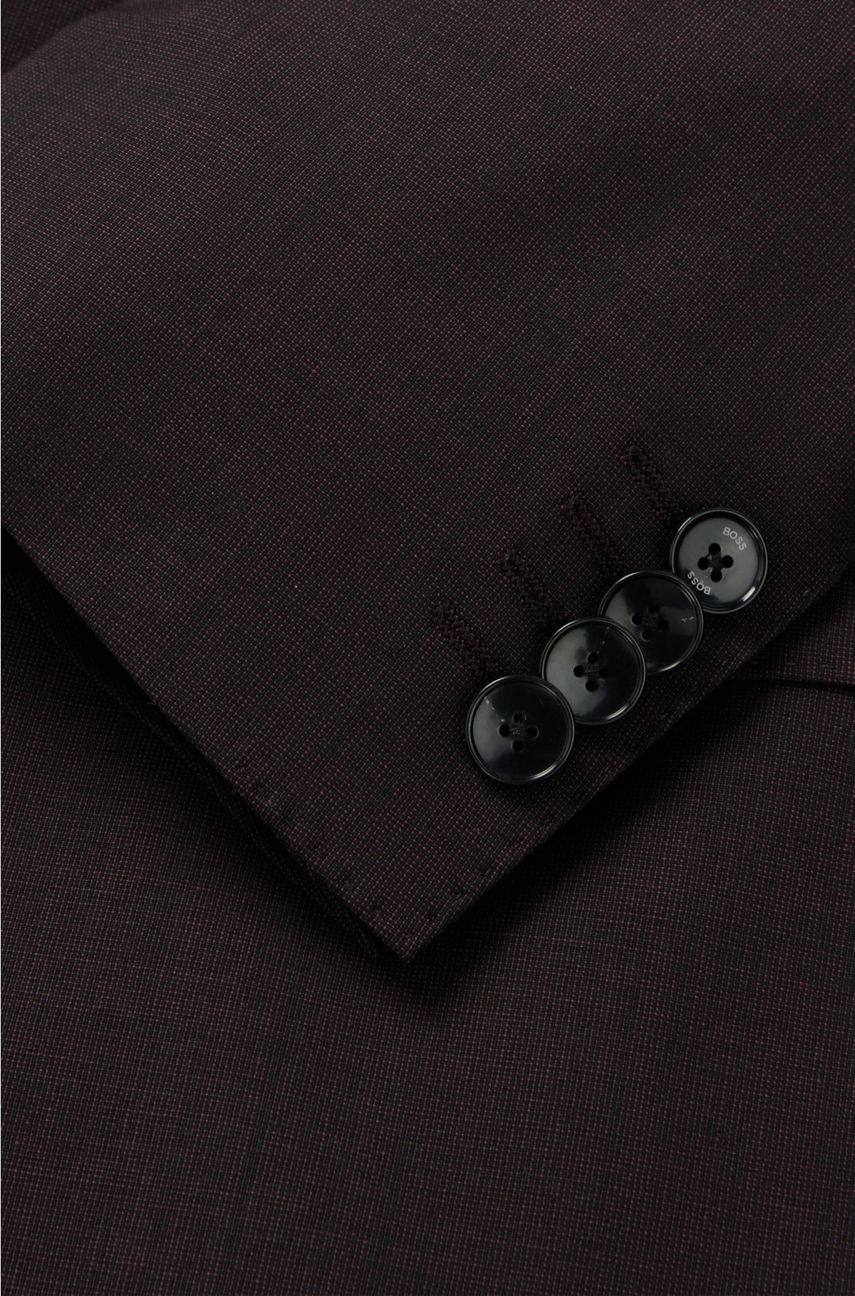 Slim-fit suit in a micro-pattern wool blend, Dark Red