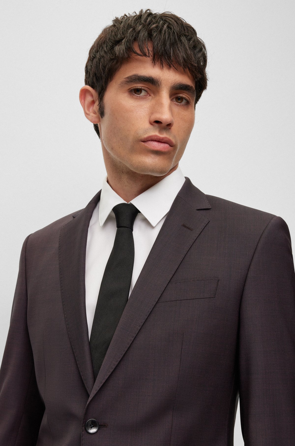 BOSS - Slim-fit suit in a micro-pattern wool blend
