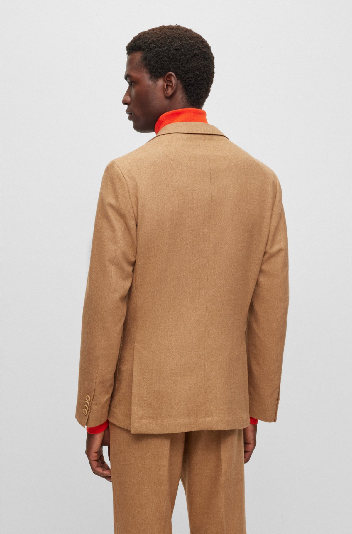 Slim-fit jacket in performance-stretch cloth, Beige