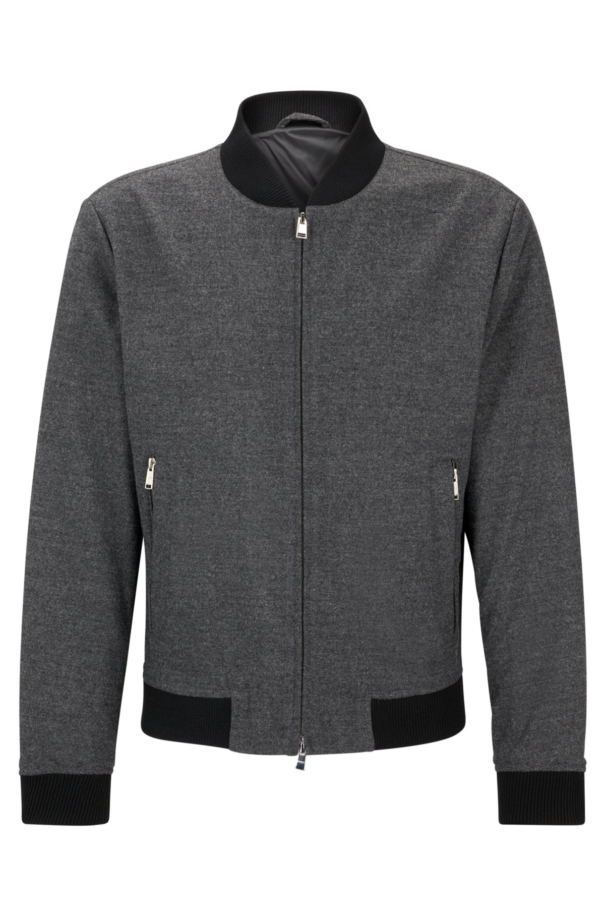 Slim-fit jacket with two-way front zip, Dark Grey