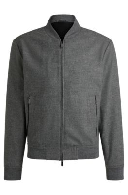 BOSS Slim fit jacket with two way front zip Silver