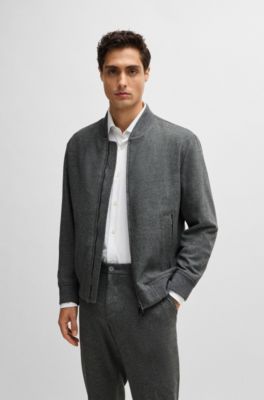 Chaqueta slim fit con cremallera bidireccional en la parte delantera, Plata