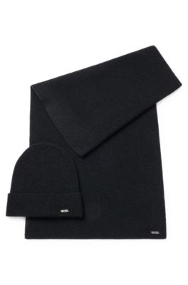 BOSS by HUGO BOSS Ribbed Scarf And Beanie Hat Gift Set in Grey