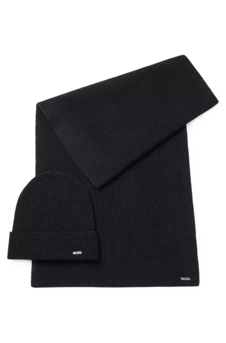 Sparkle-effect scarf and beanie hat gift set