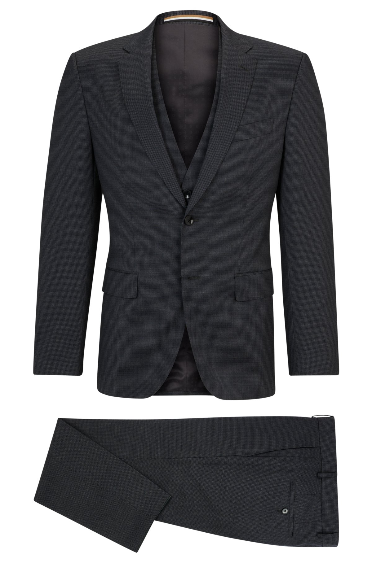 Slim-fit suit in houndstooth virgin wool, Grey