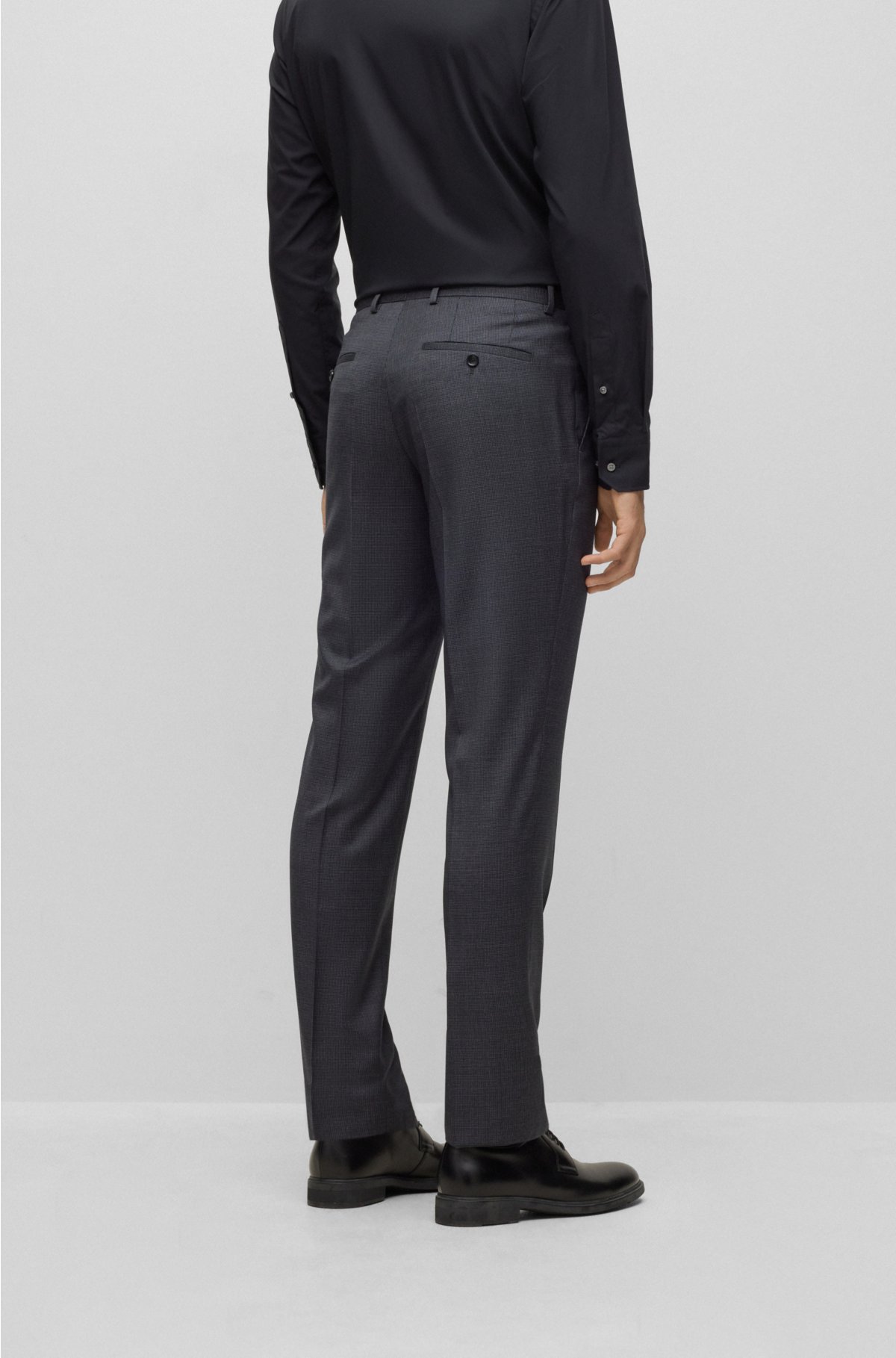 Slim-fit suit in houndstooth virgin wool, Grey