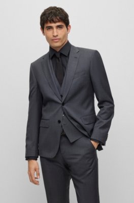 charcoal grey suit black shirt