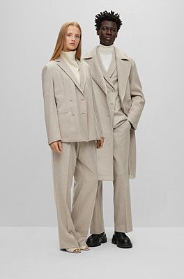 All-gender double-breasted jacket in melange wool