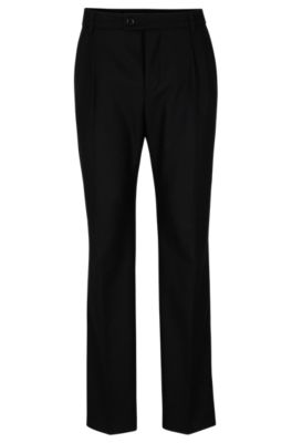BOSS - All-gender relaxed-fit trousers in melange wool