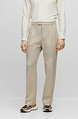 All-gender relaxed-fit trousers in melange wool, White