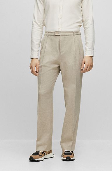All-gender relaxed-fit trousers in melange wool, White
