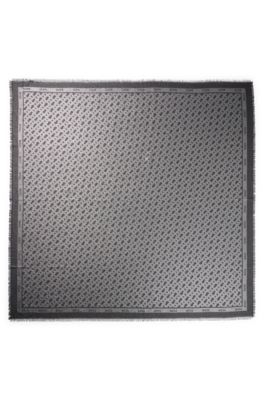 BOSS - Modal-blend scarf with monogram pattern and fringing