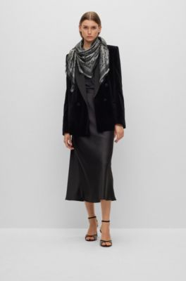 BOSS - Modal-blend scarf with monogram pattern and fringing