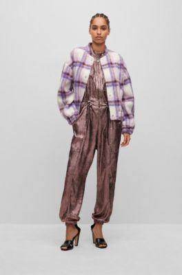 8795 Brown Patterned Skinny Fit Jumpsuit