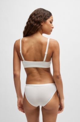 Stretch-jersey bralette with branded straps, White