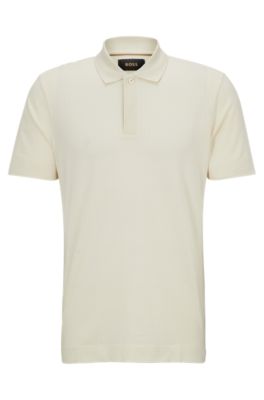 Hugo Boss Regular-fit Polo Shirt In Quilted Cotton And Silk In White