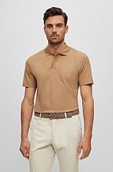 Regular-fit polo shirt in cotton and silk, Beige