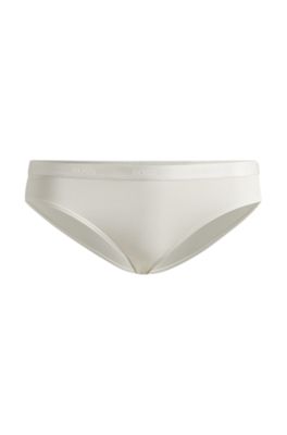 Shop Hugo Boss Stretch-jersey Briefs With Logo Waistband In White