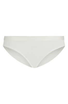 Shop Hugo Boss Stretch-jersey Briefs With Logo Waistband In White