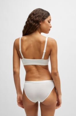 Logo-waistband briefs in stretch jersey, White