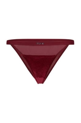 All-over monogram jacquard mesh thong