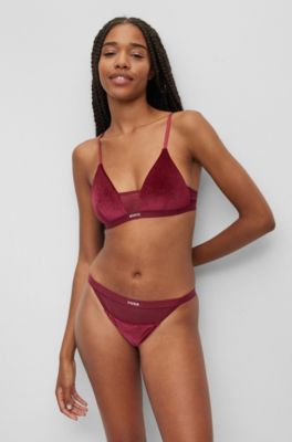 HUGO Slip en mesh avec finitions en velours et taille logotée