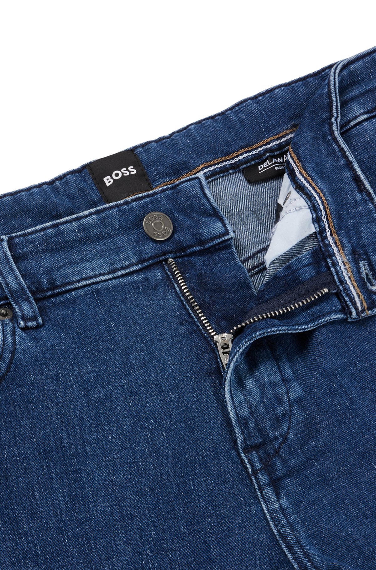 Slim-fit jeans in blue Italian denim, Dark Blue