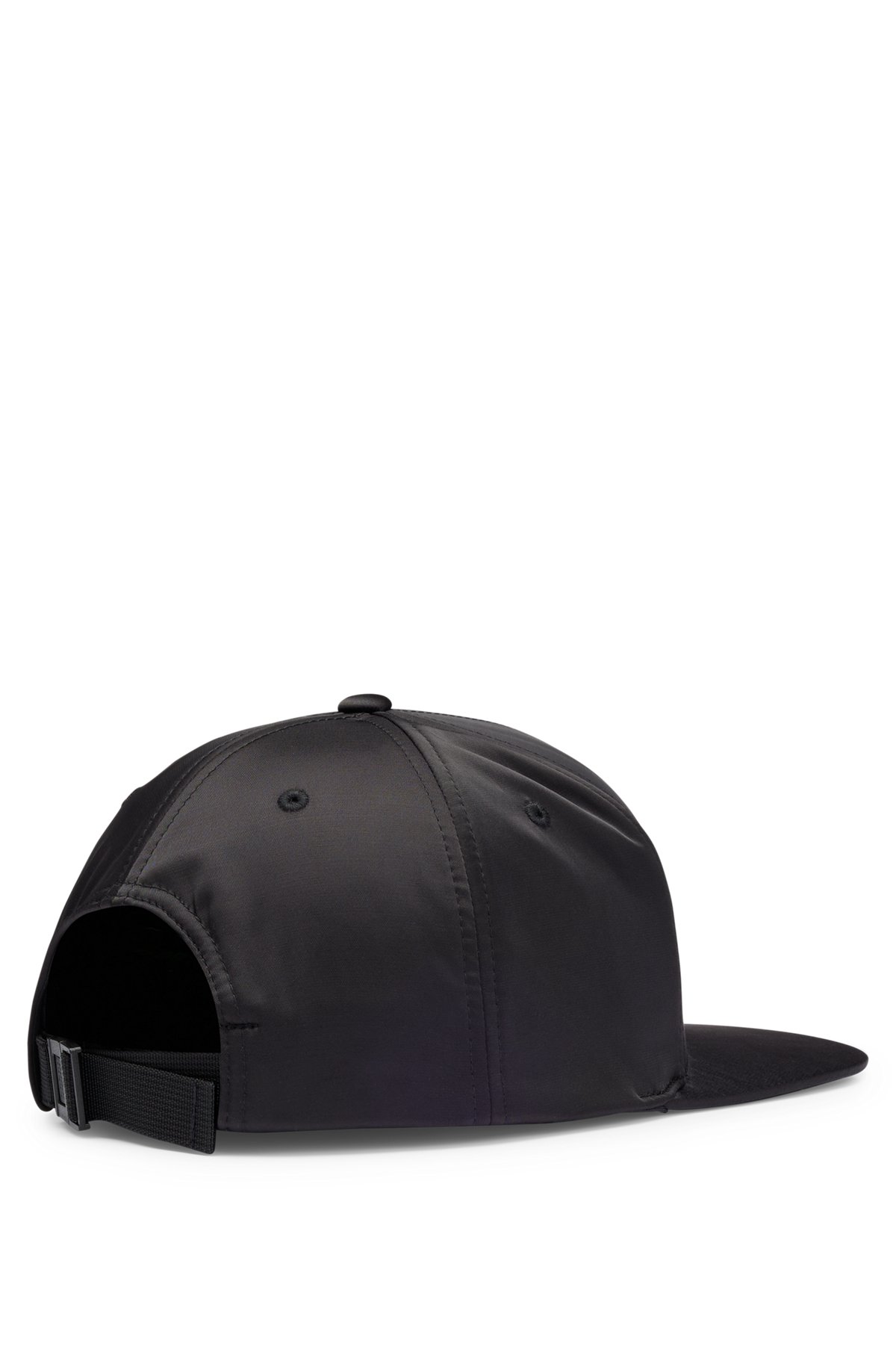 Satin cap with logo stripe, Black