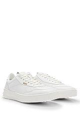 Leather trainers with gold-tone logos, White
