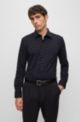 Slim-fit shirt with flock-print monograms , Black