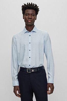 BOSS - Regular-fit shirt in patterned and structured material