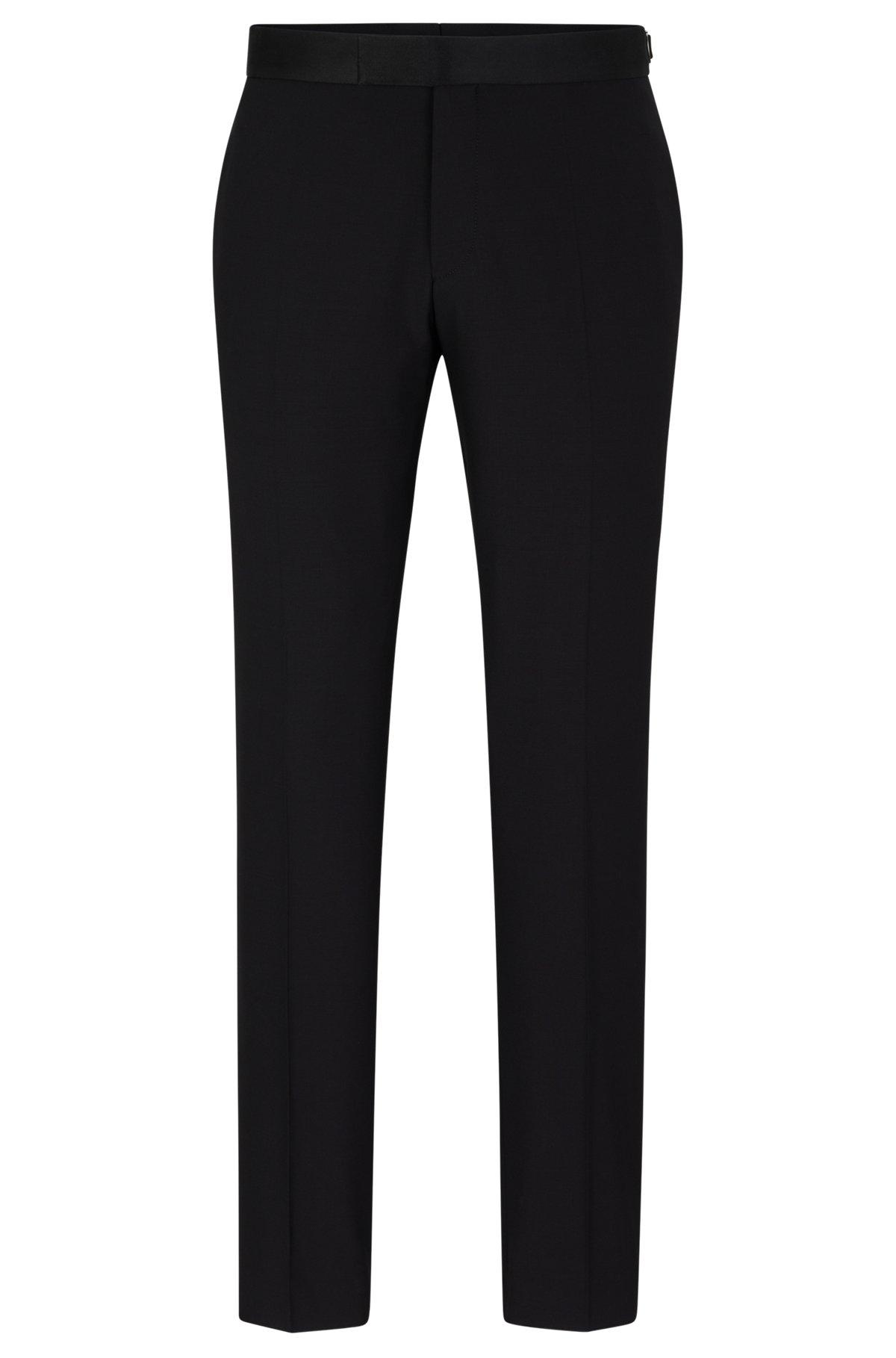 BOSS - Slim-fit tuxedo pants in stretch wool