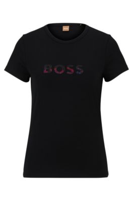 BOSS - Slim-fit T-shirt in stretch cotton with chest logo