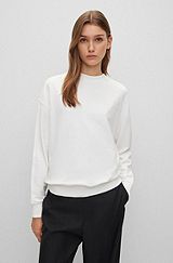 Relaxed-fit cotton-blend sweatshirt with logo detail, White