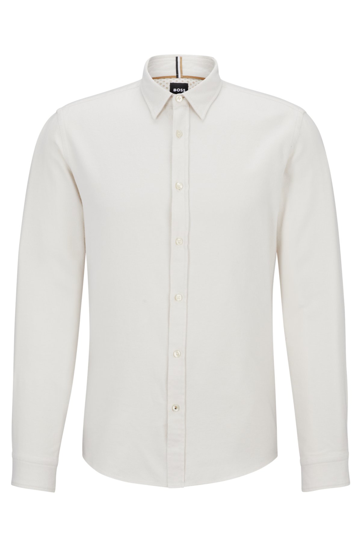 Slim-fit shirt in washed cotton twill, White