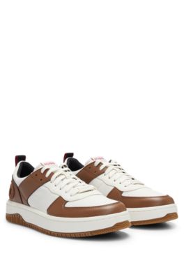 Shop Hugo Basketball-inspired Sneakers With Large Logo In Light Brown