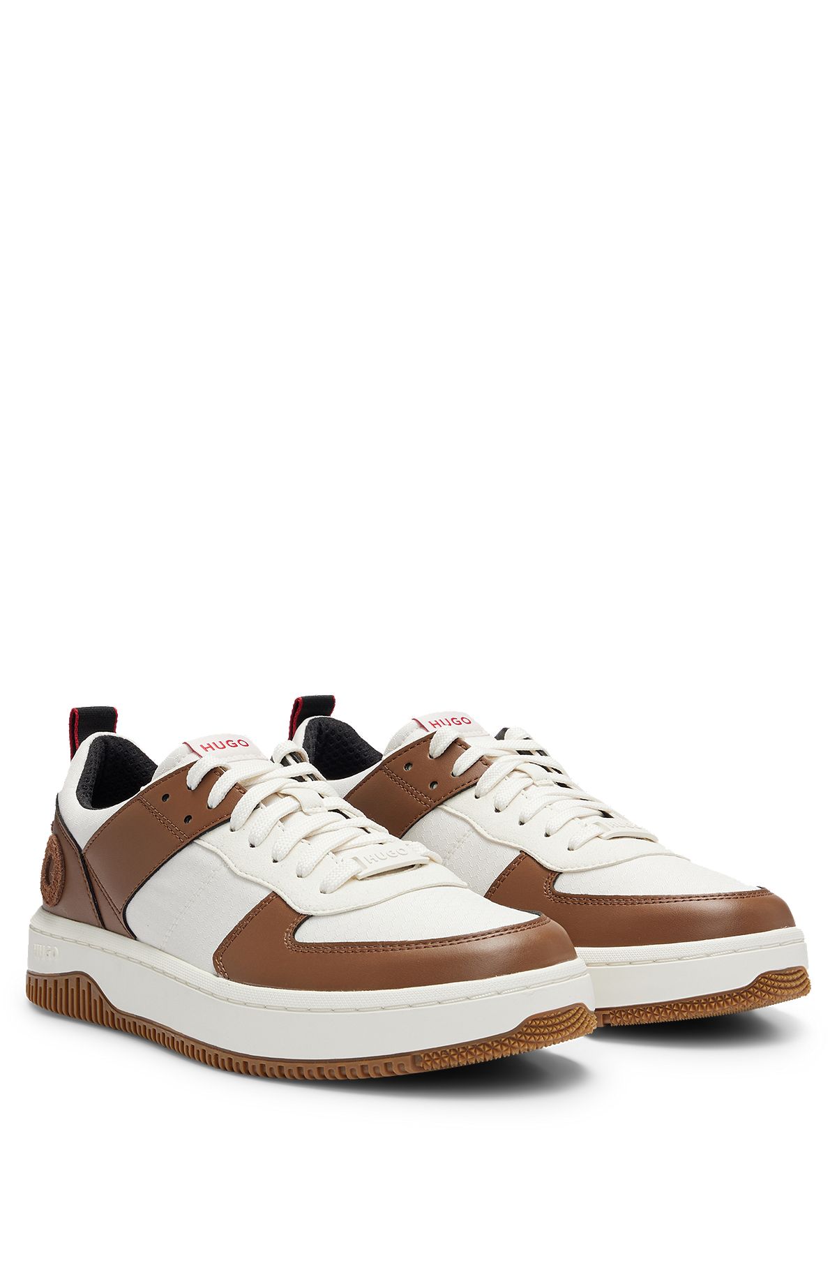 Basketball-inspired sneakers with large logo, Light Brown