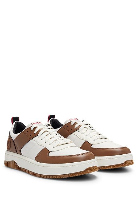 Basketball-inspired sneakers with large logo, Light Brown