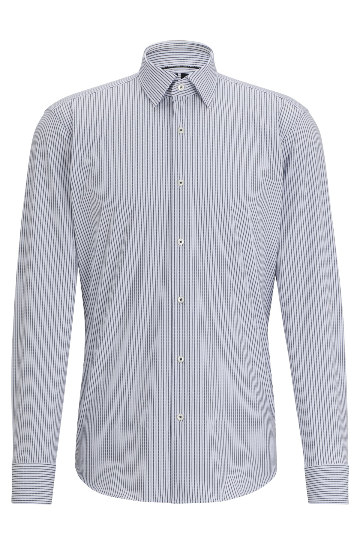 Regular-fit shirt in striped material with Kent collar, Dark Blue