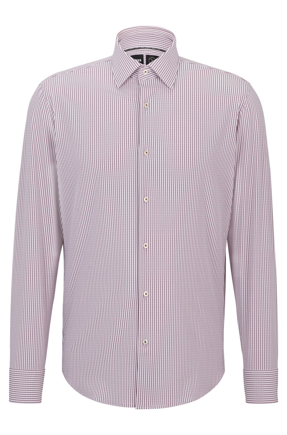 Regular-fit shirt in striped material with Kent collar, Dark Red
