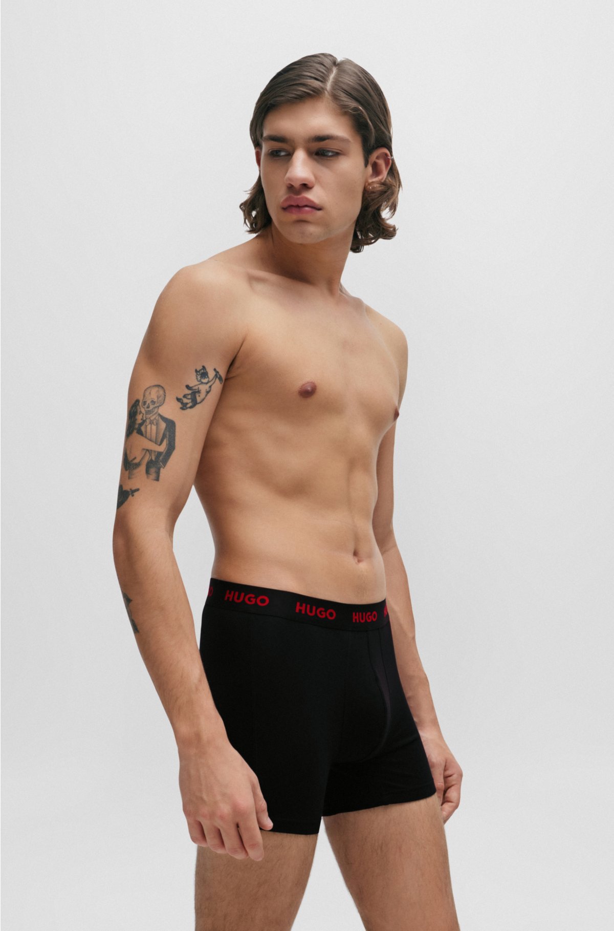 HUGO - Three-pack of stretch-cotton boxer briefs with logo