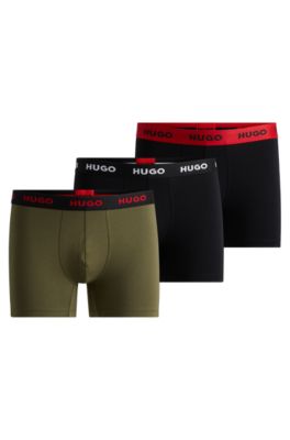 Shop Hugo Three-pack Of Stretch-cotton Boxer Briefs With Logo In Patterned