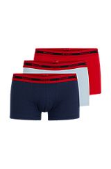 Three-pack of stretch-cotton trunks with logo waistbands, Light Blue