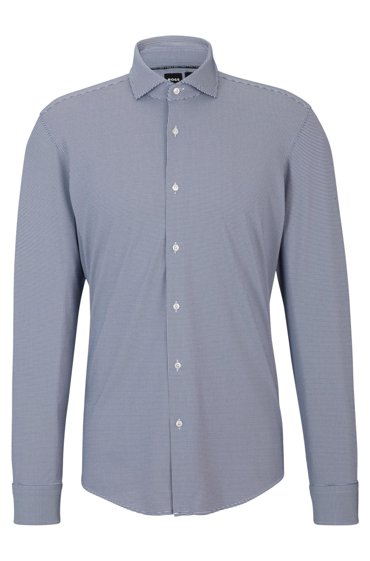 Regular-fit shirt in structured performance-stretch material, Dark Blue